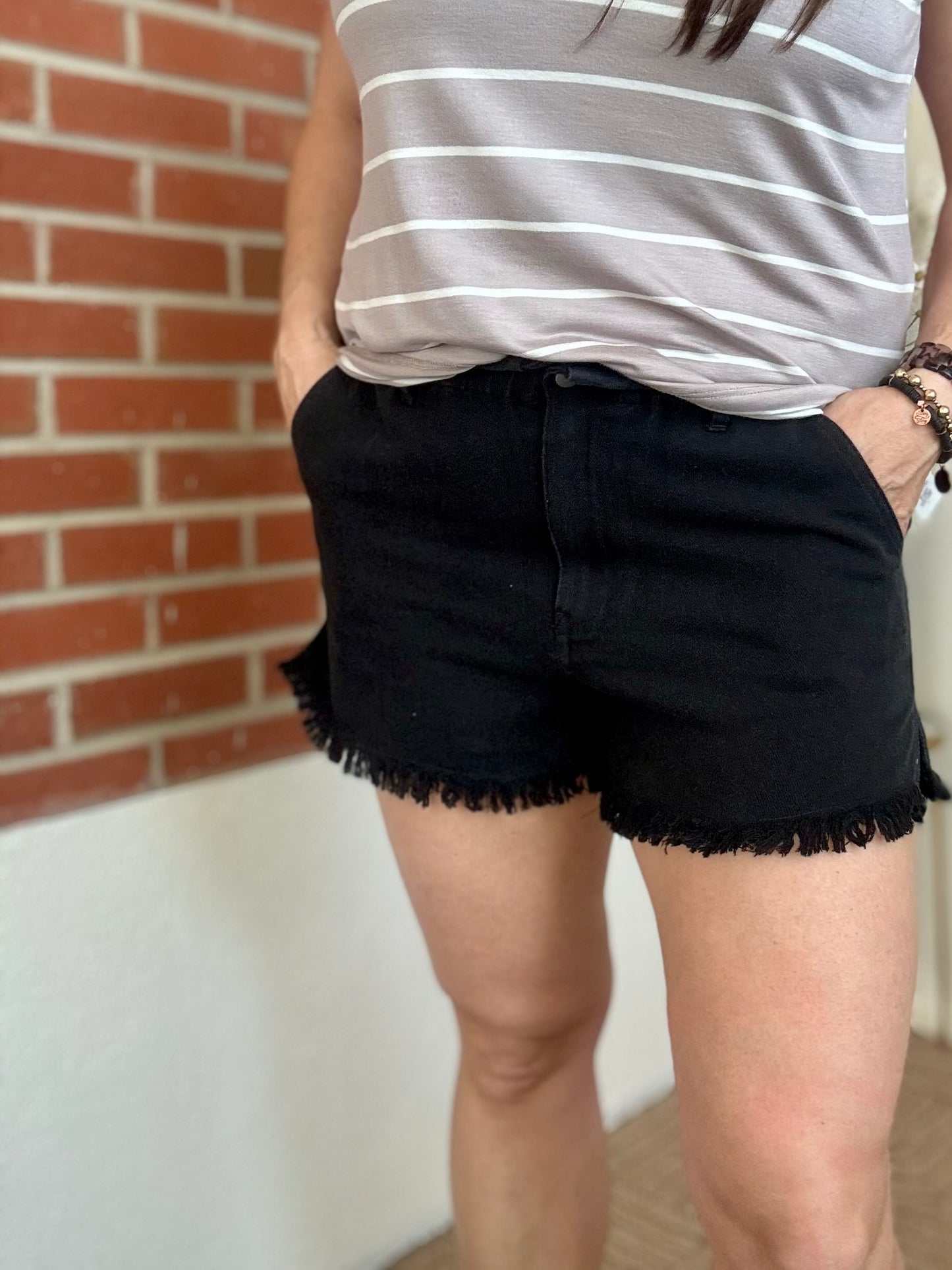 Black Mineral Wash Shorts