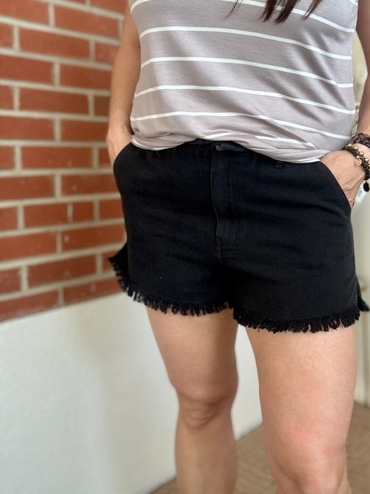 Black Mineral Wash Shorts - Large