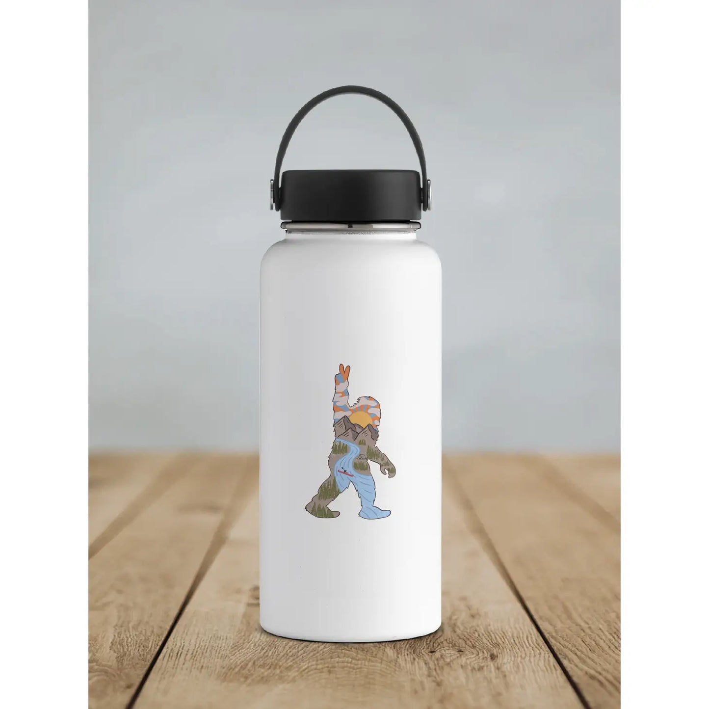 Bigfoot Mountain Scene Waterproof Vinyl Sticker