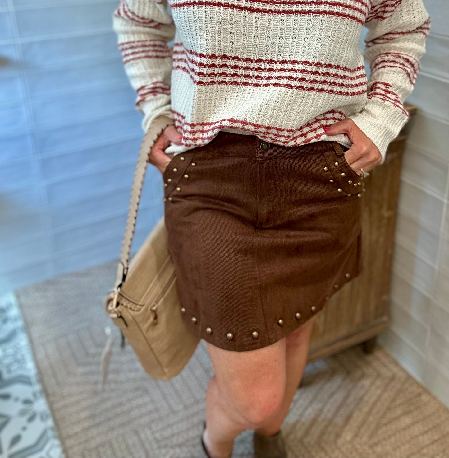 Brown Suede Mini Skirt