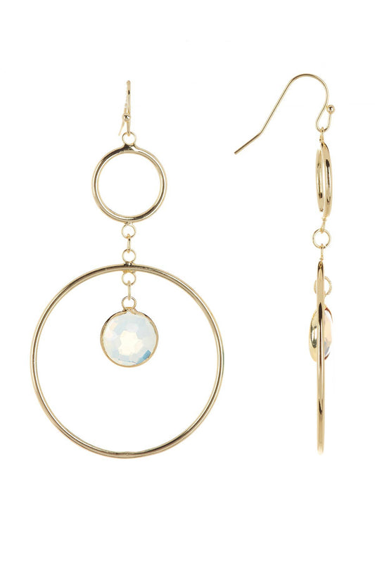 Moonstone Crystal Orbit Drop Earrings