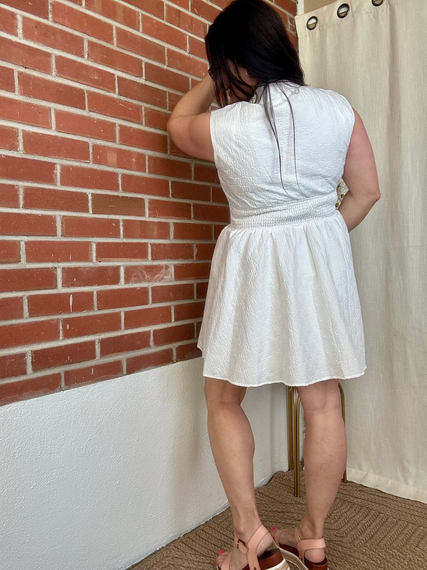 White Diamond Pattern Dress