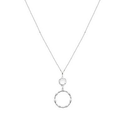 Fan Silver Clear Necklace