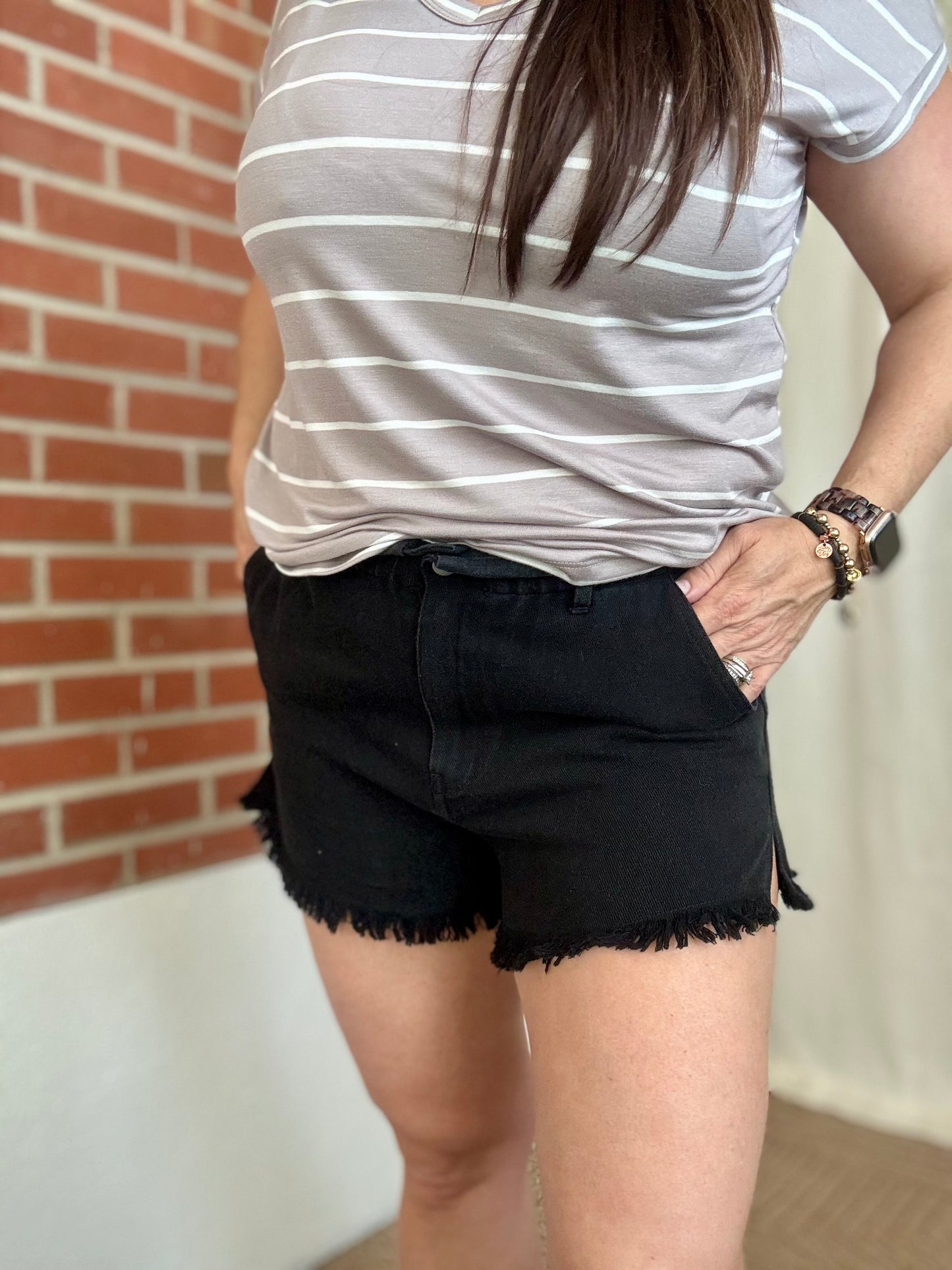 Black Mineral Wash Shorts