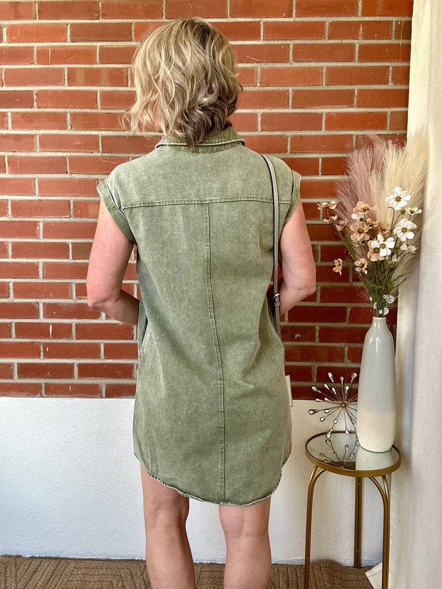 Olive Denim Dress