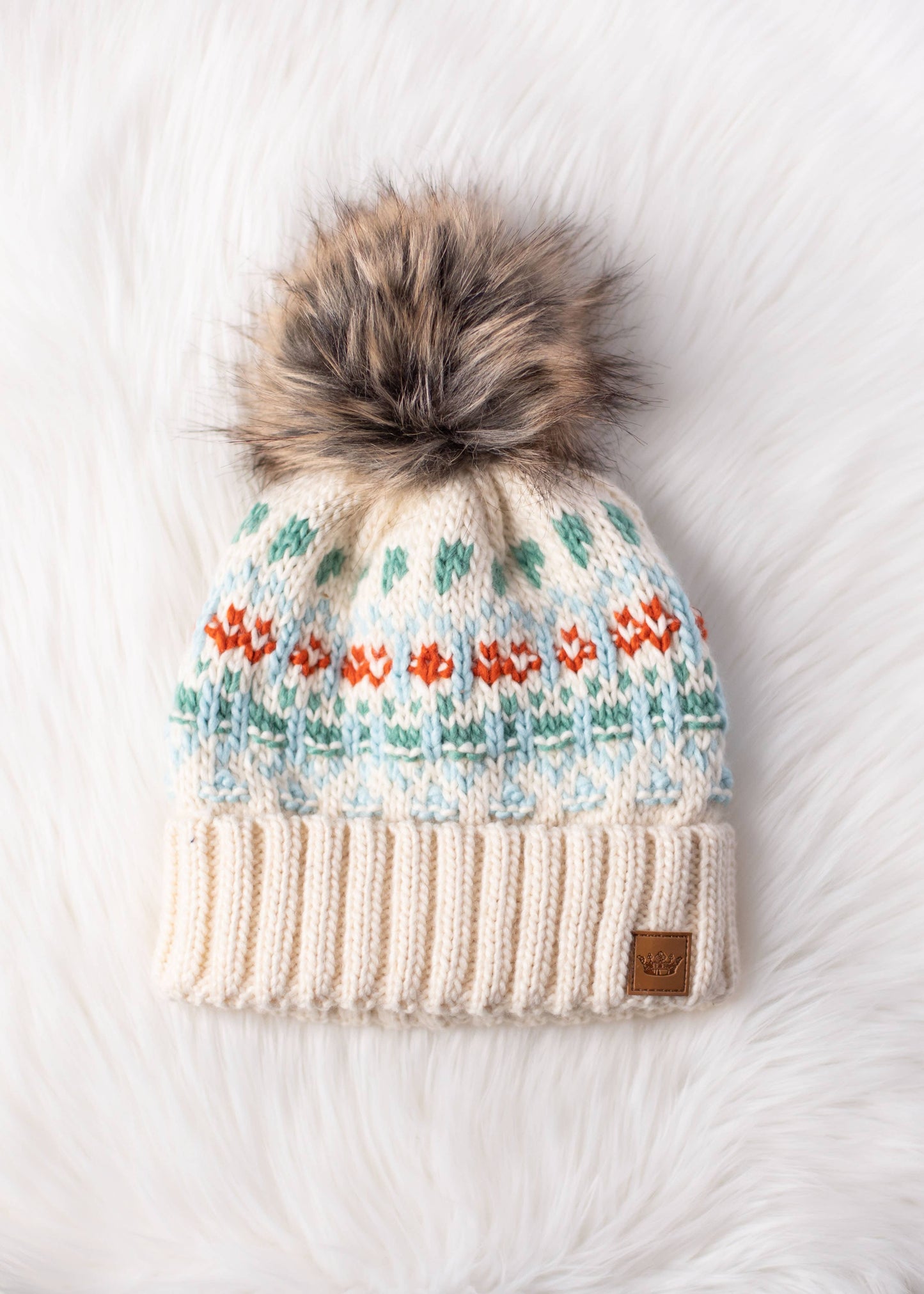 Ivory & Mint Pom Hat