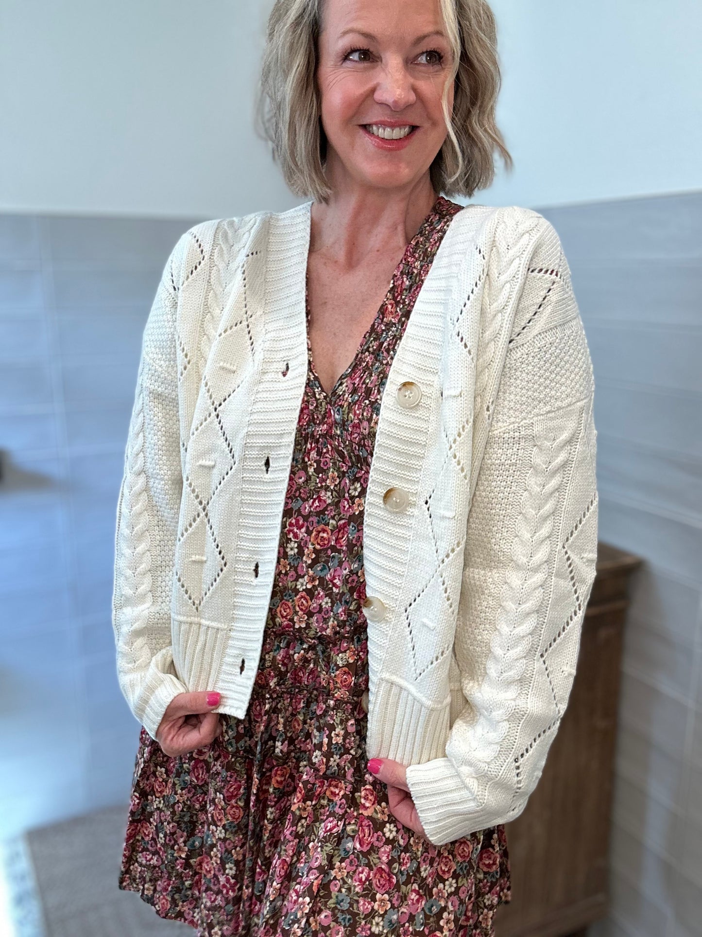 Cream Button Up Cardigan