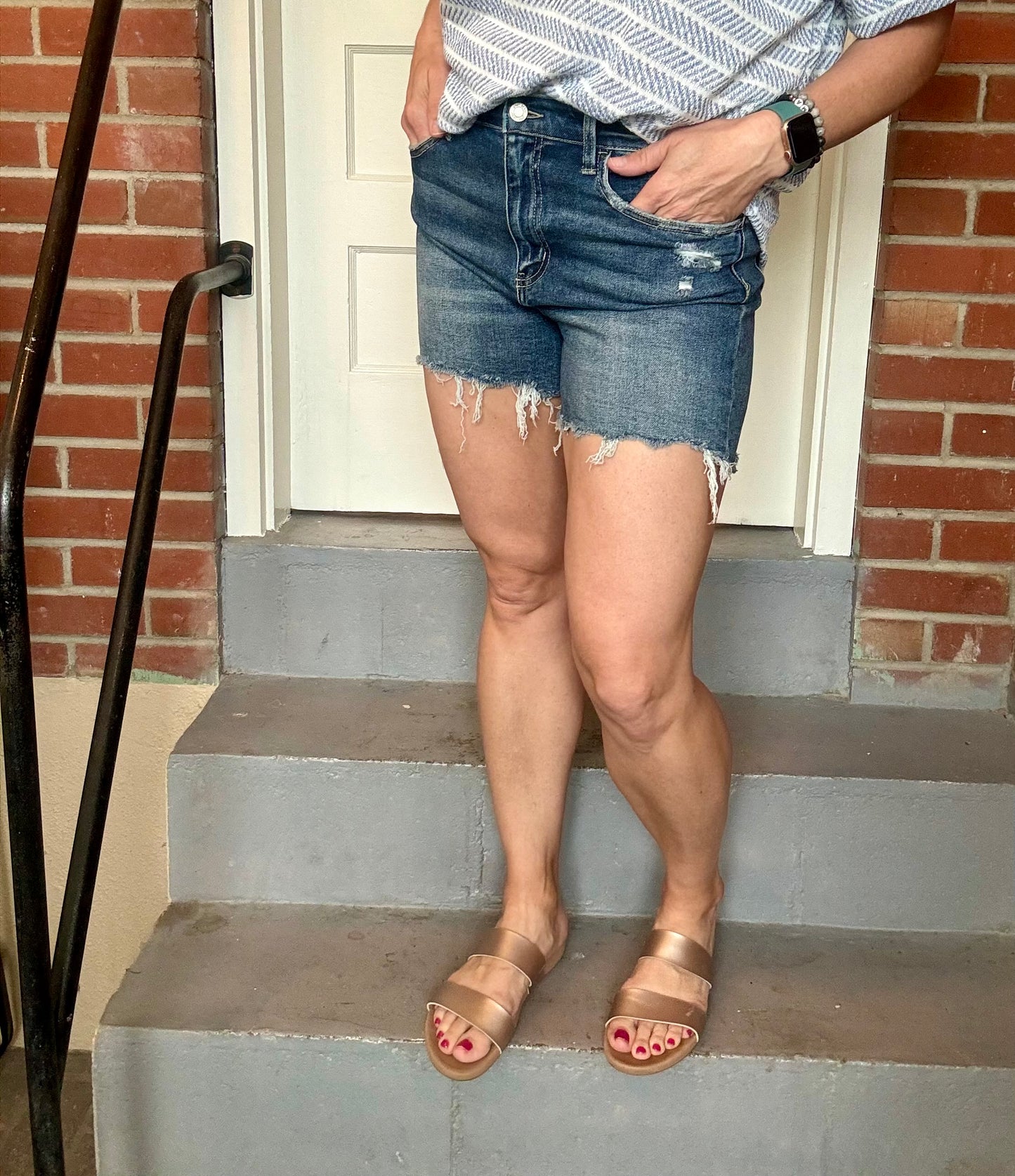 High Rise Raw Hem Shorts