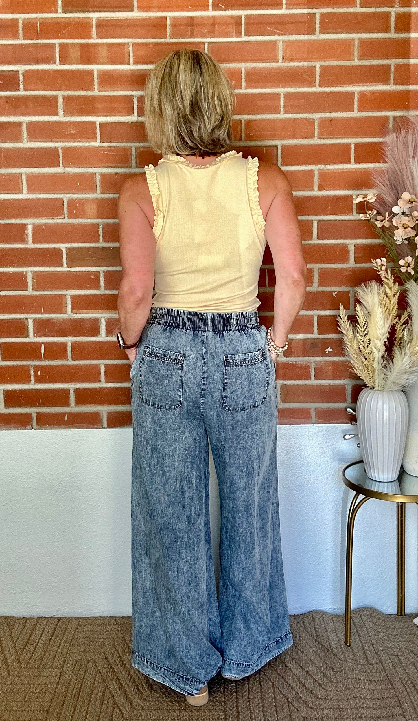 Mineral Washed Straight Denim Pants