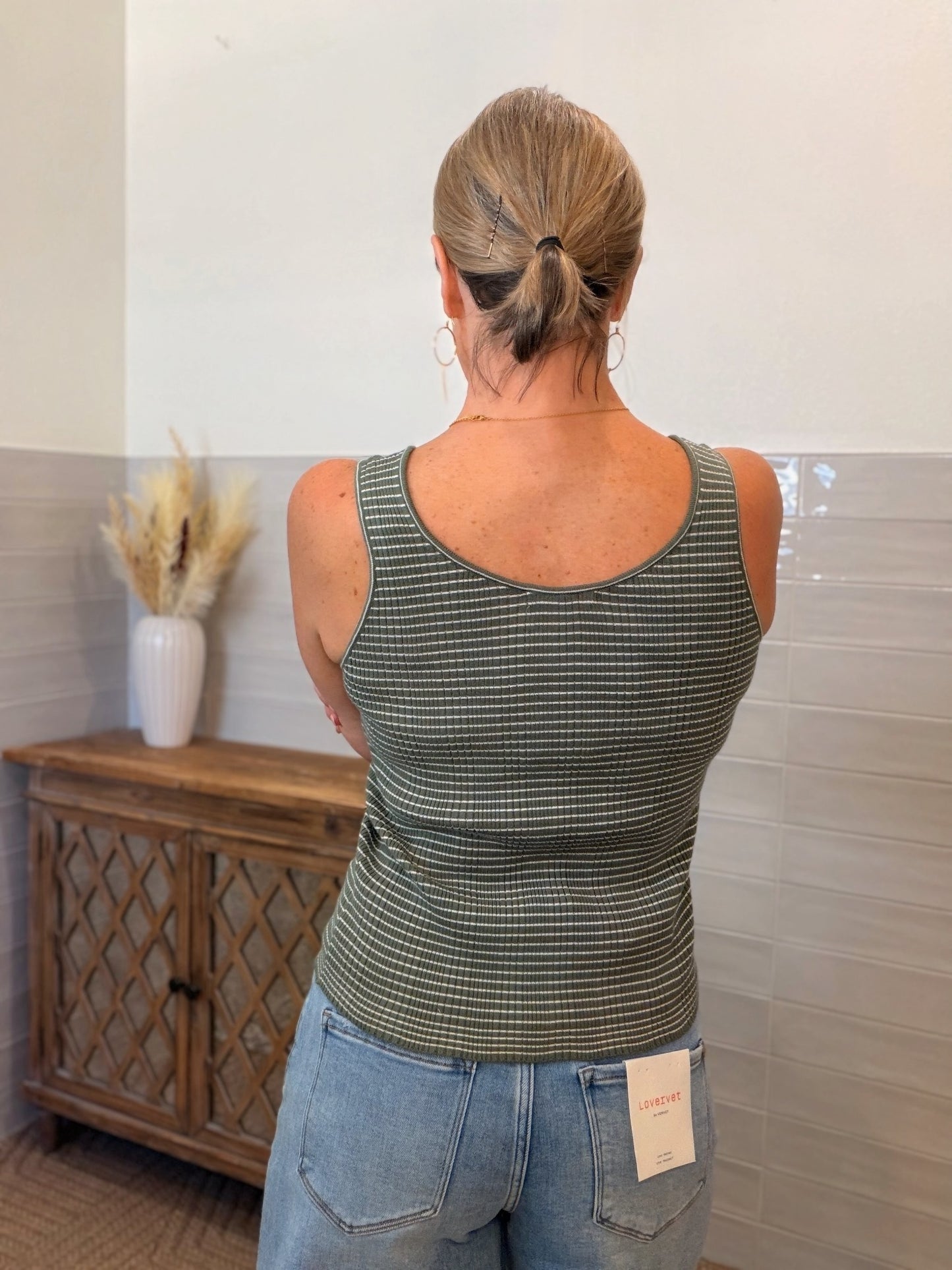 Olive Scoop Neck Tank Top