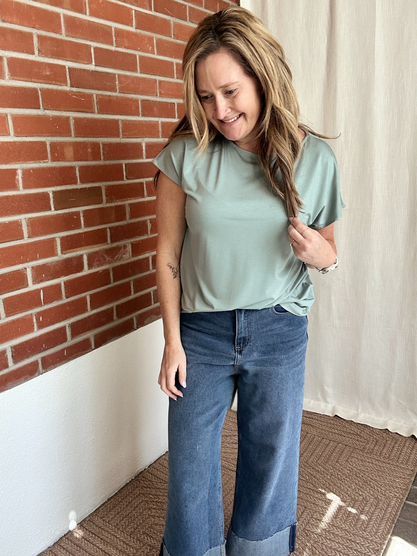 Viscose Modal Basic Top - Moss Green