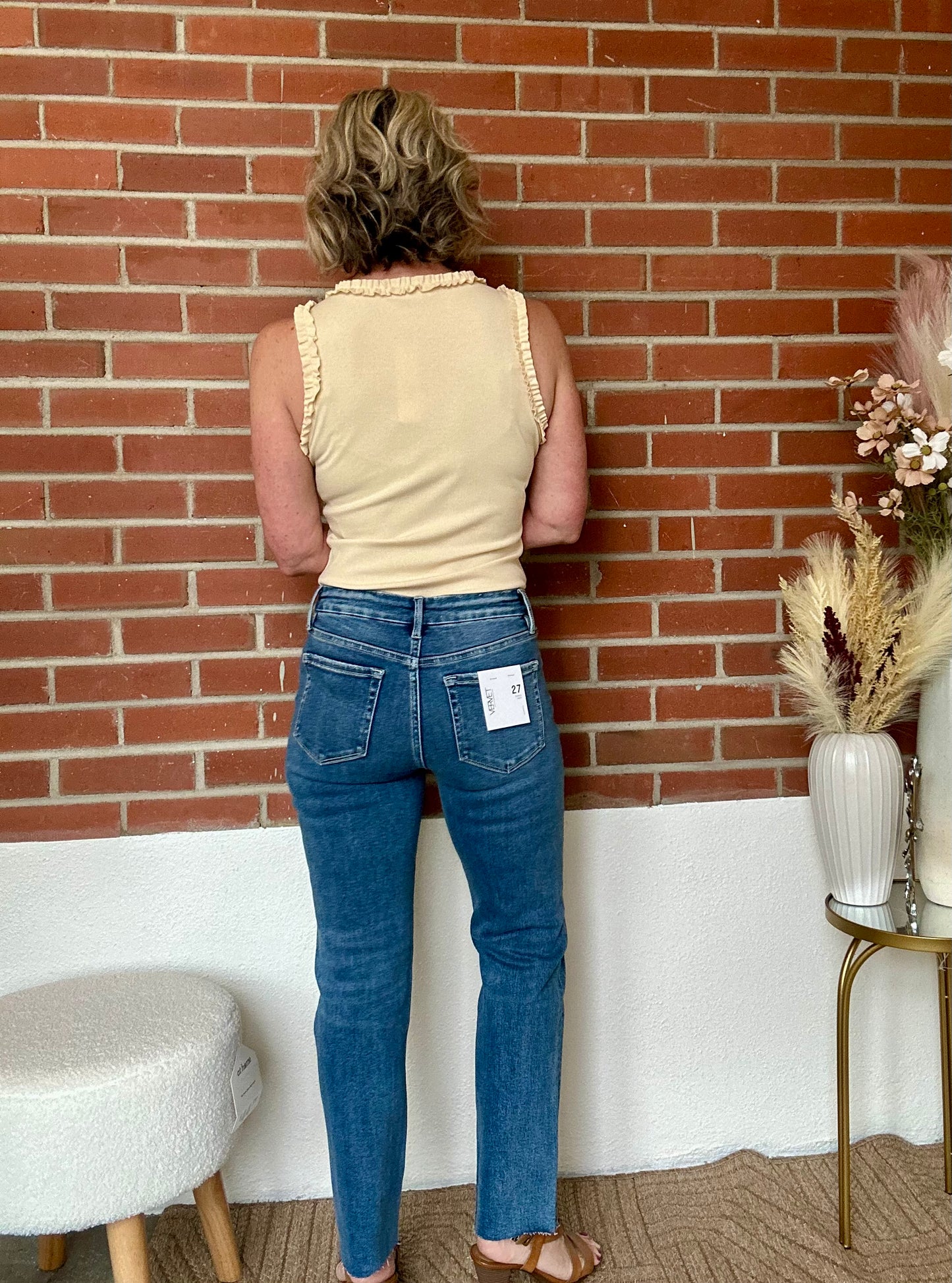 Alexia Mid Rise Slim Straight Jeans