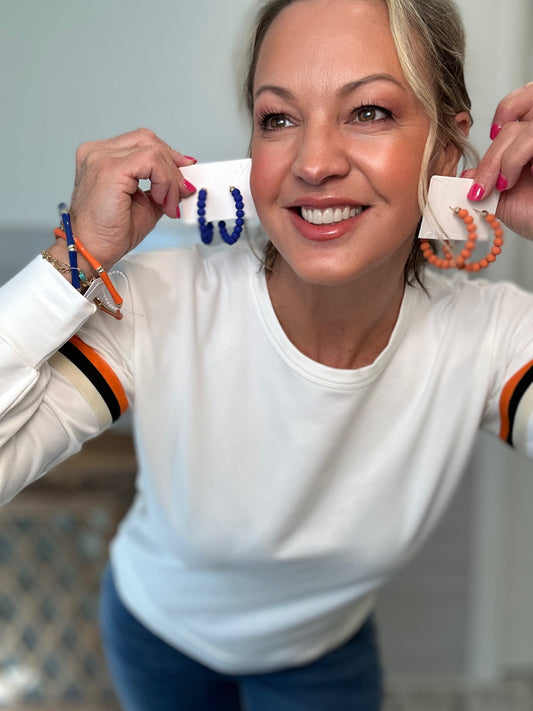 Clay Ball Hoop Earings - Navy