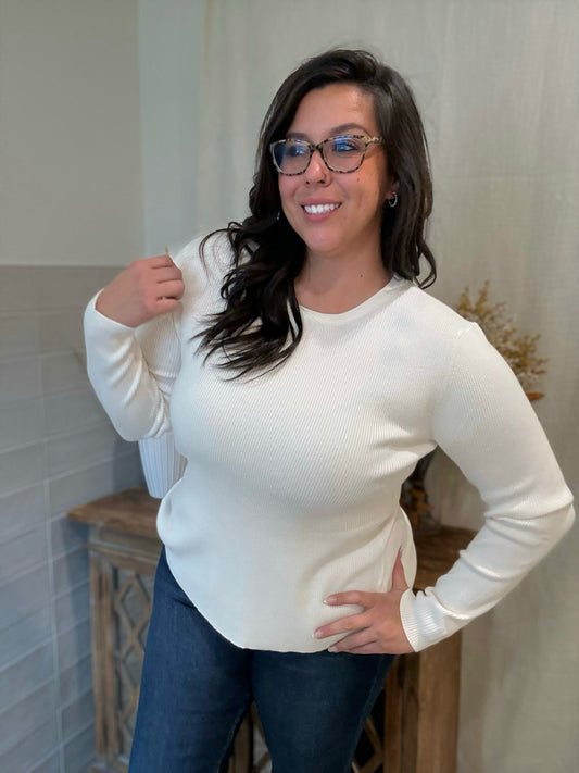 Ivory Ribbed Sweater