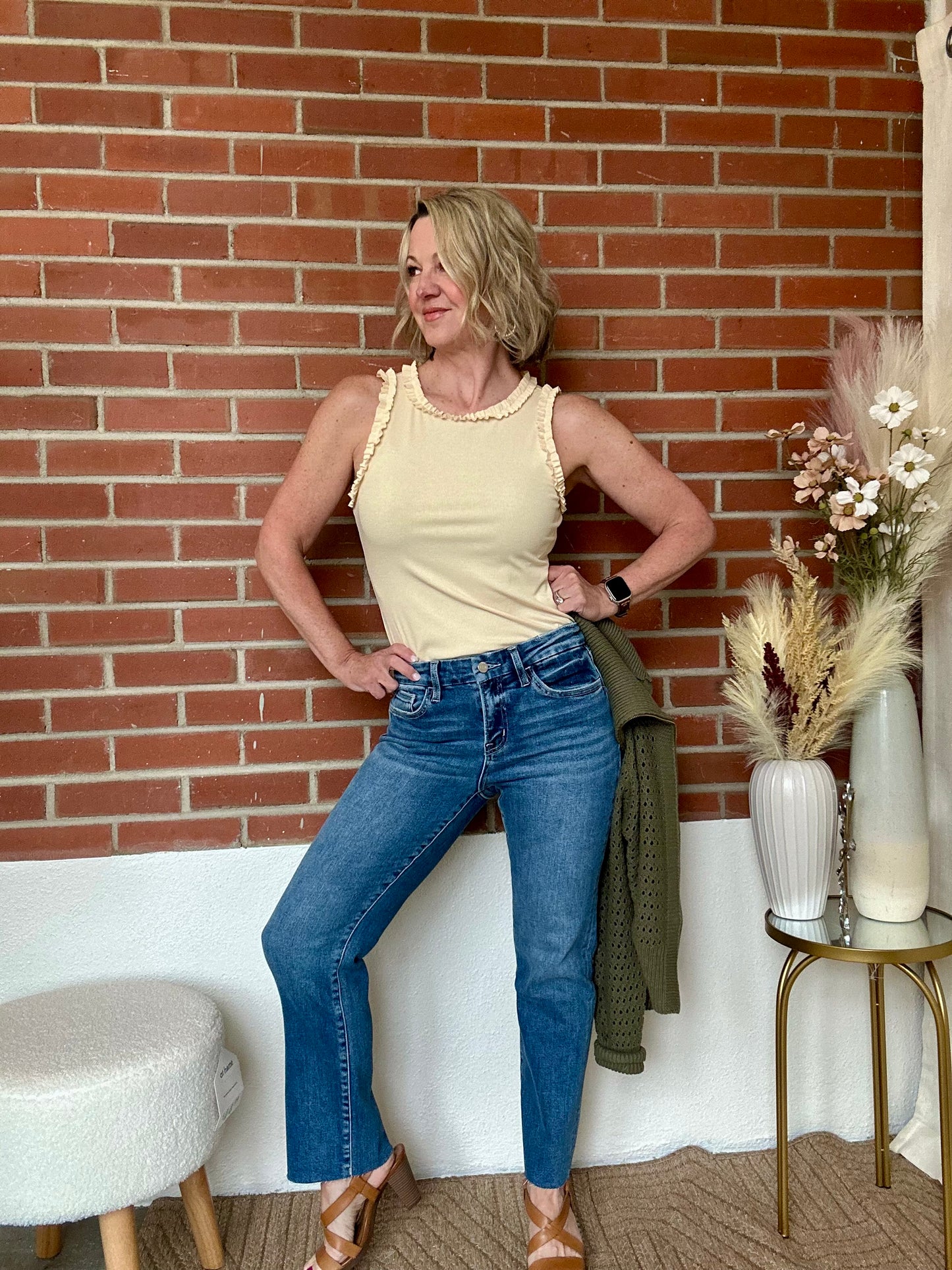 Alexia Mid Rise Slim Straight Jeans