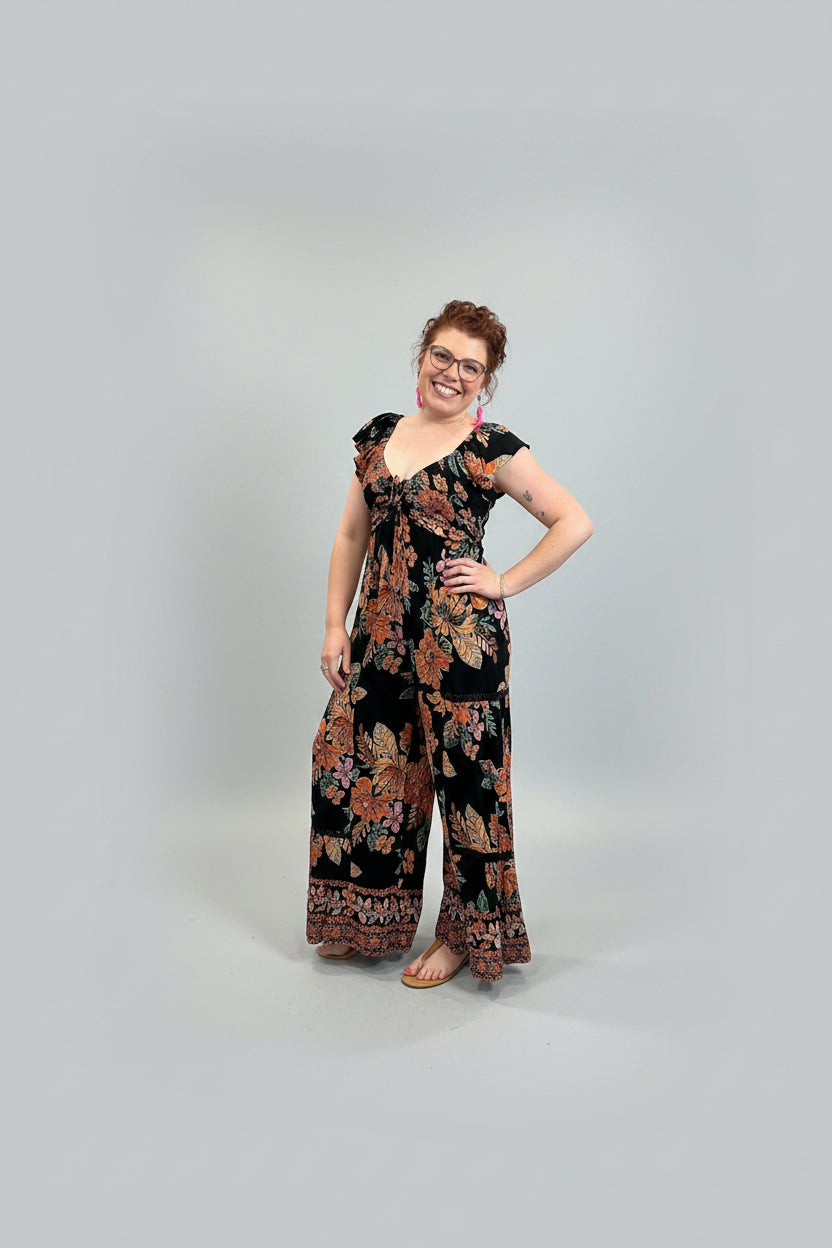 Black Flutter Sleeve Jumpsuit