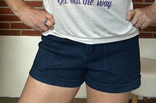 Cotton Stretch Denim Shorts - Large