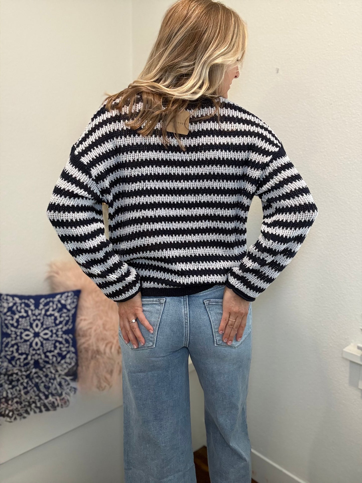 Navy Stripe Knit Sweater