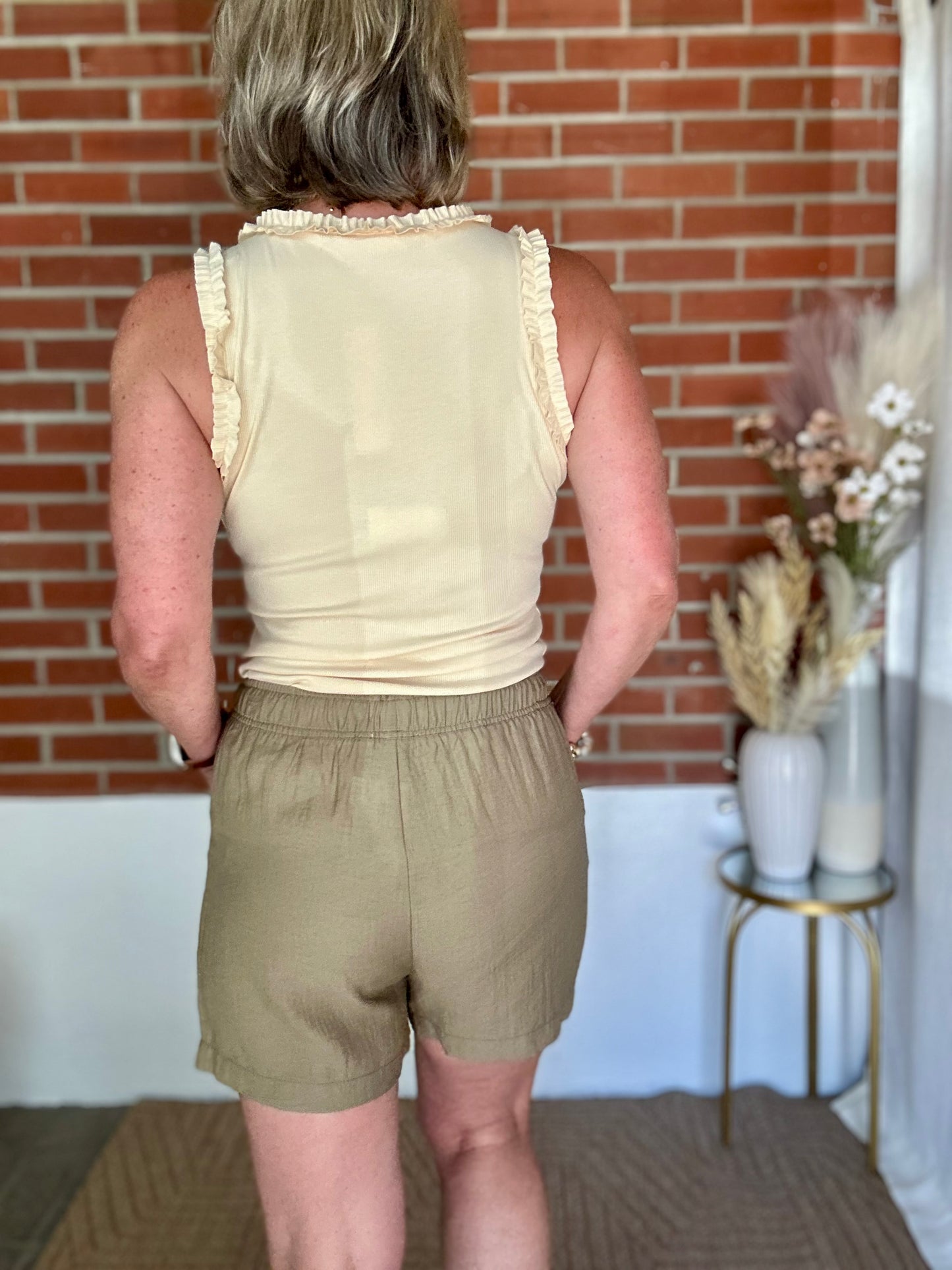 Olive Drawstring Shorts