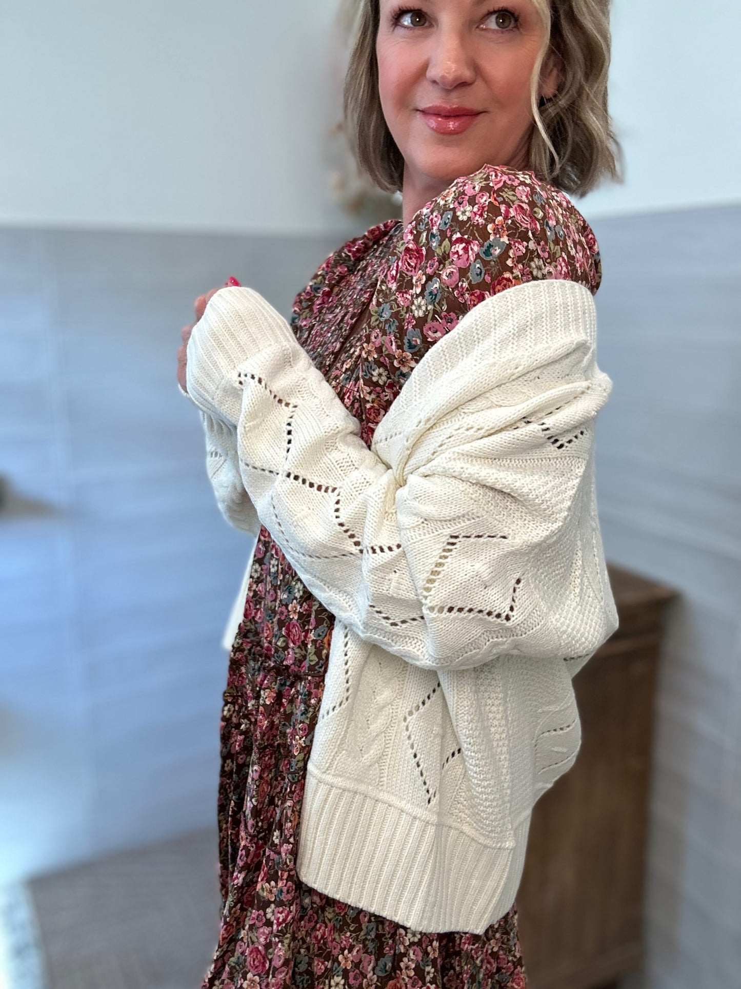 Cream Button Up Cardigan