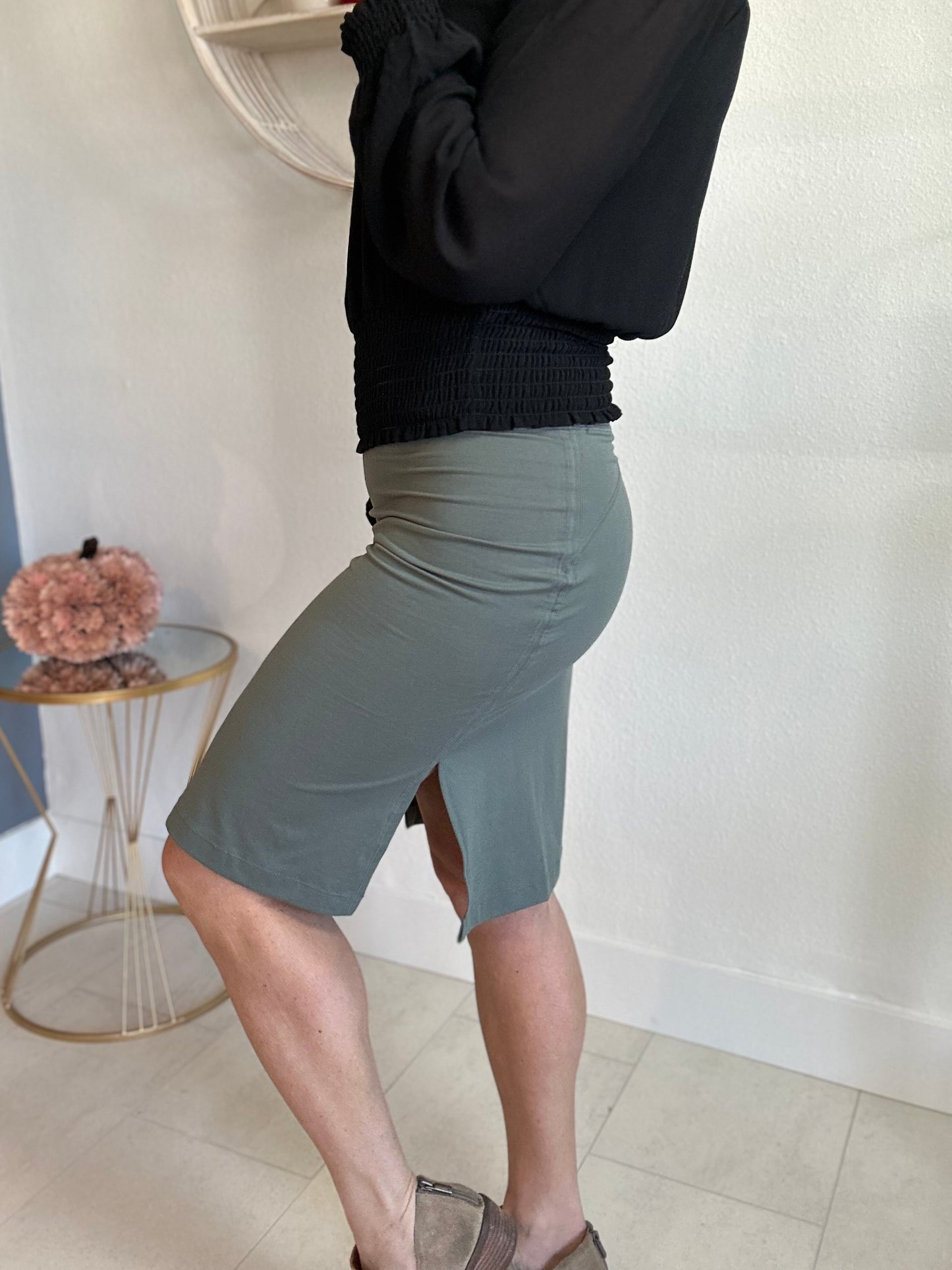 Grey Sage Pencil Skirt