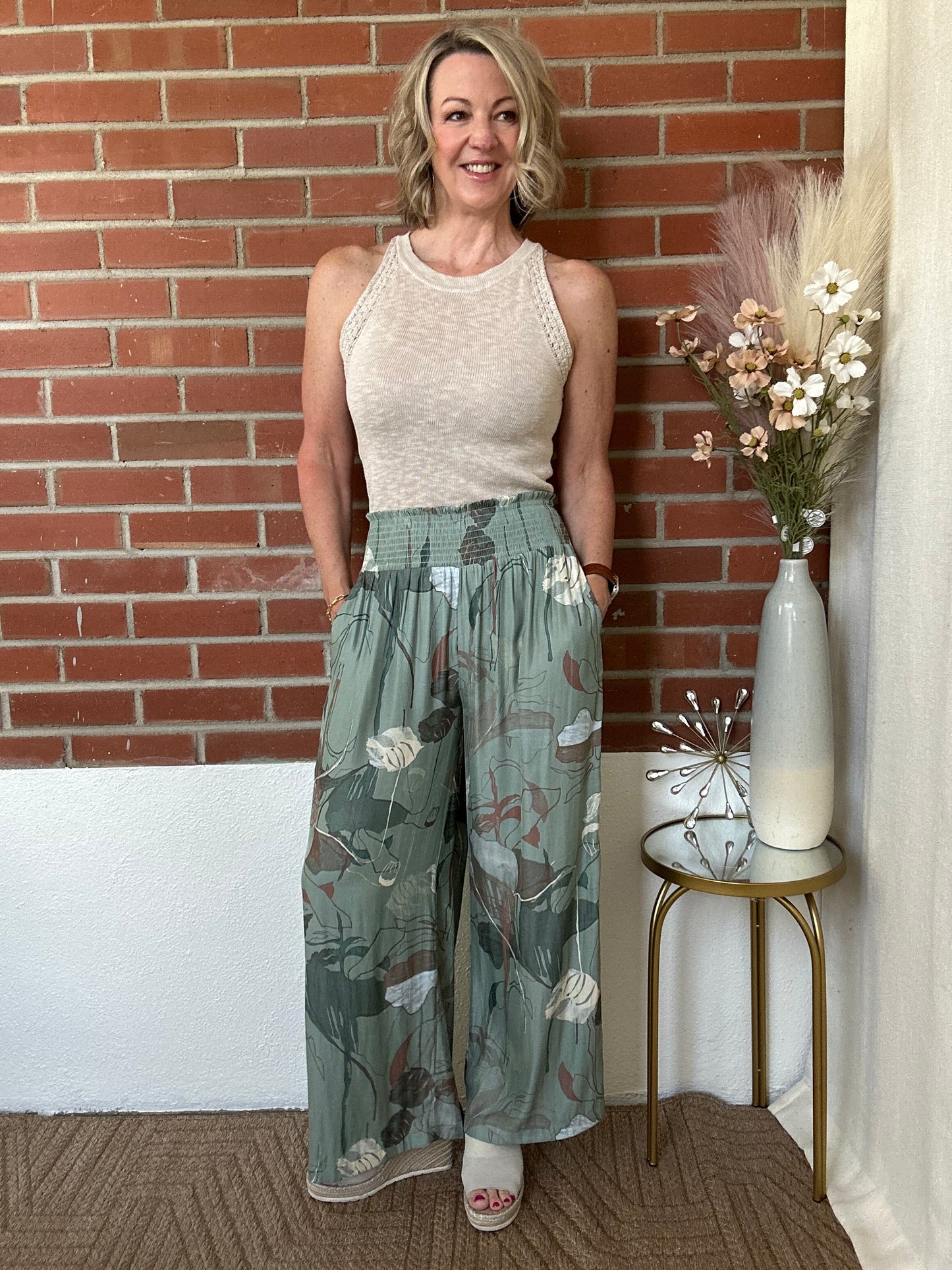 Sage Wide Printed Pants