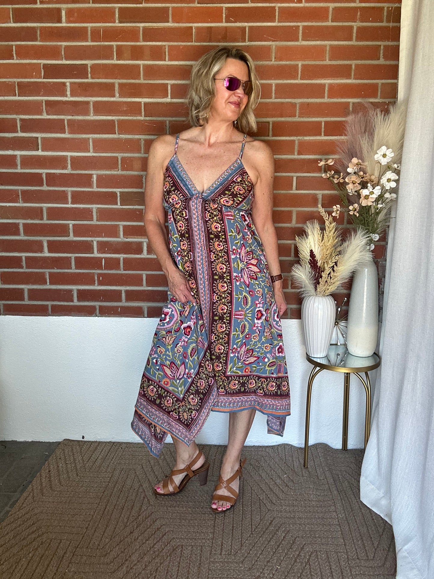 Multi Jagged Midi Dress - Large