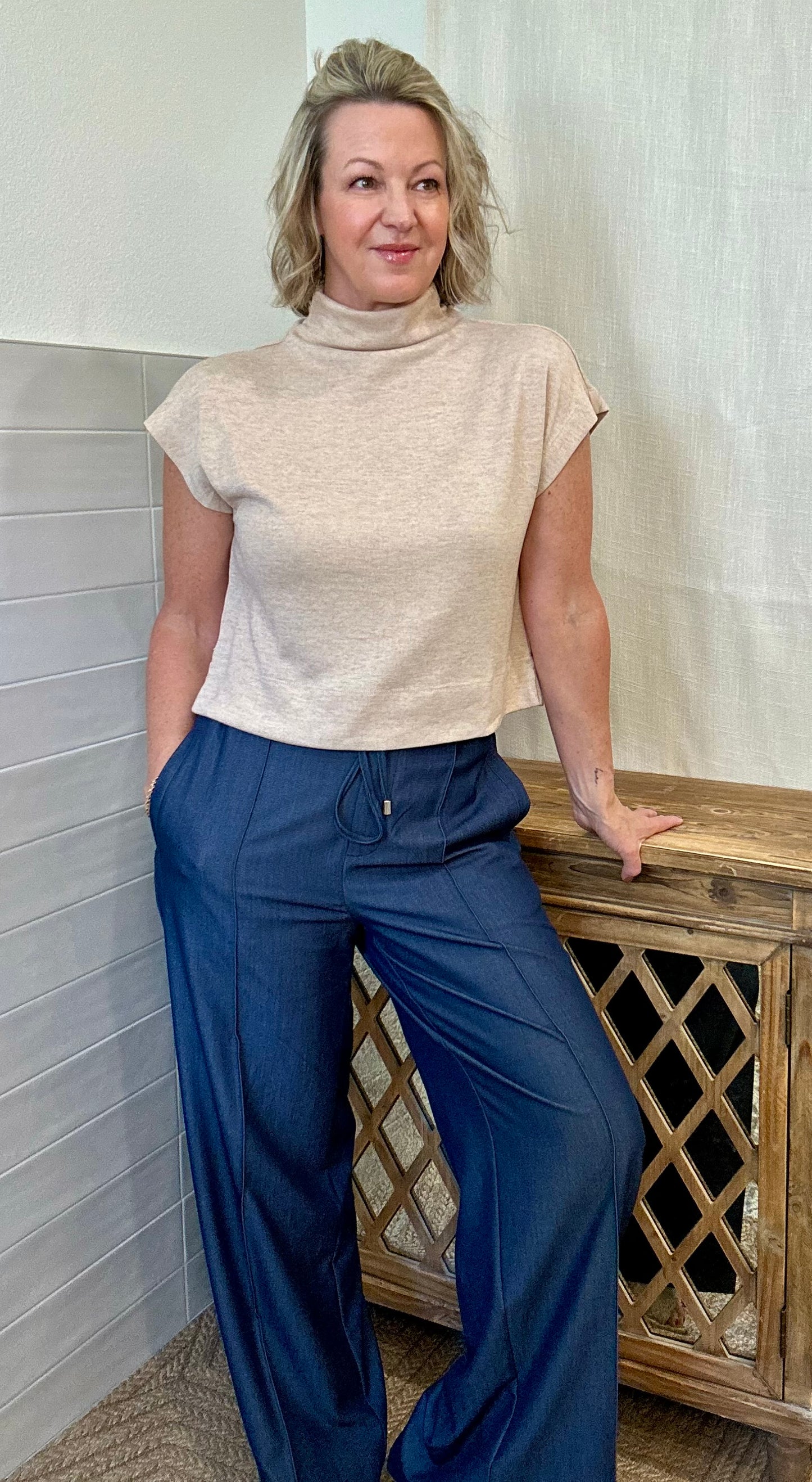 Pin Tuck Wide Leg Pants