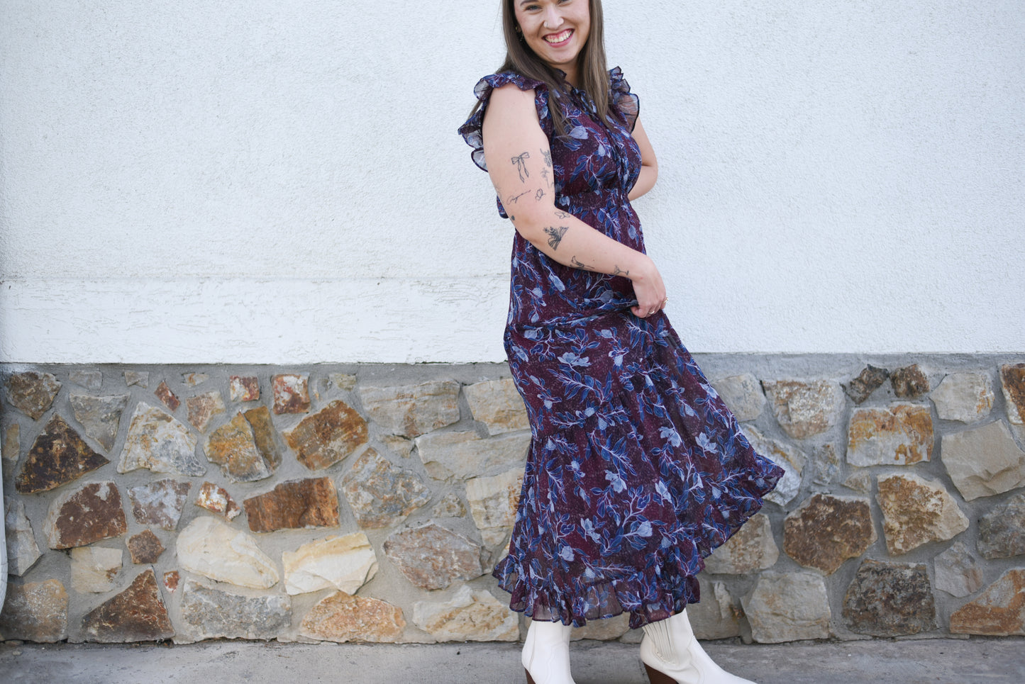 Deep Wine Chiffon Dress