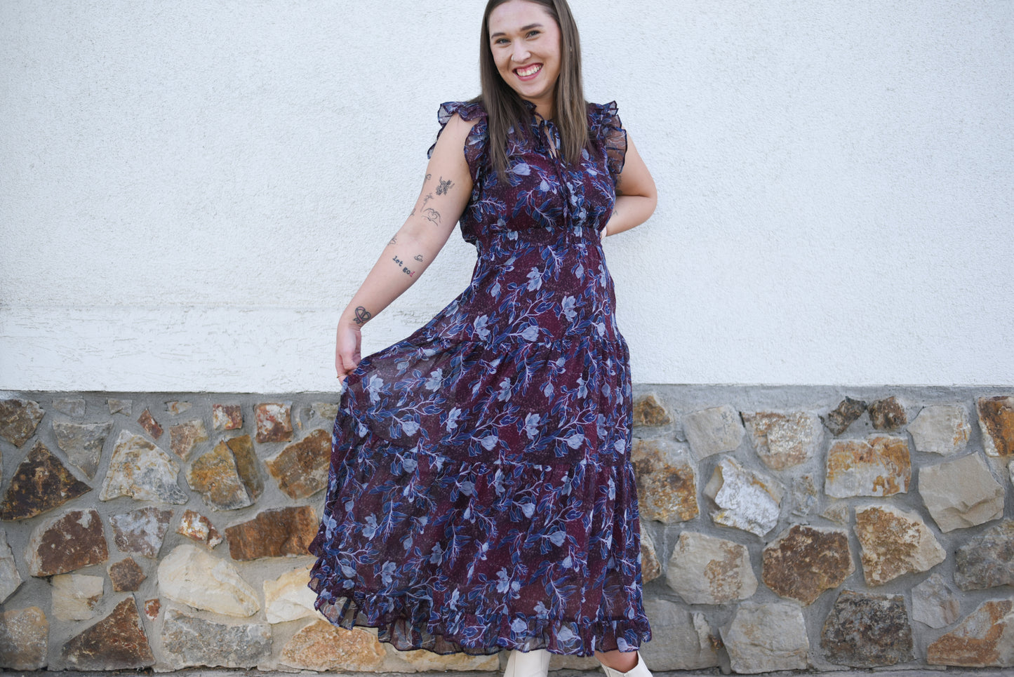 Deep Wine Chiffon Dress