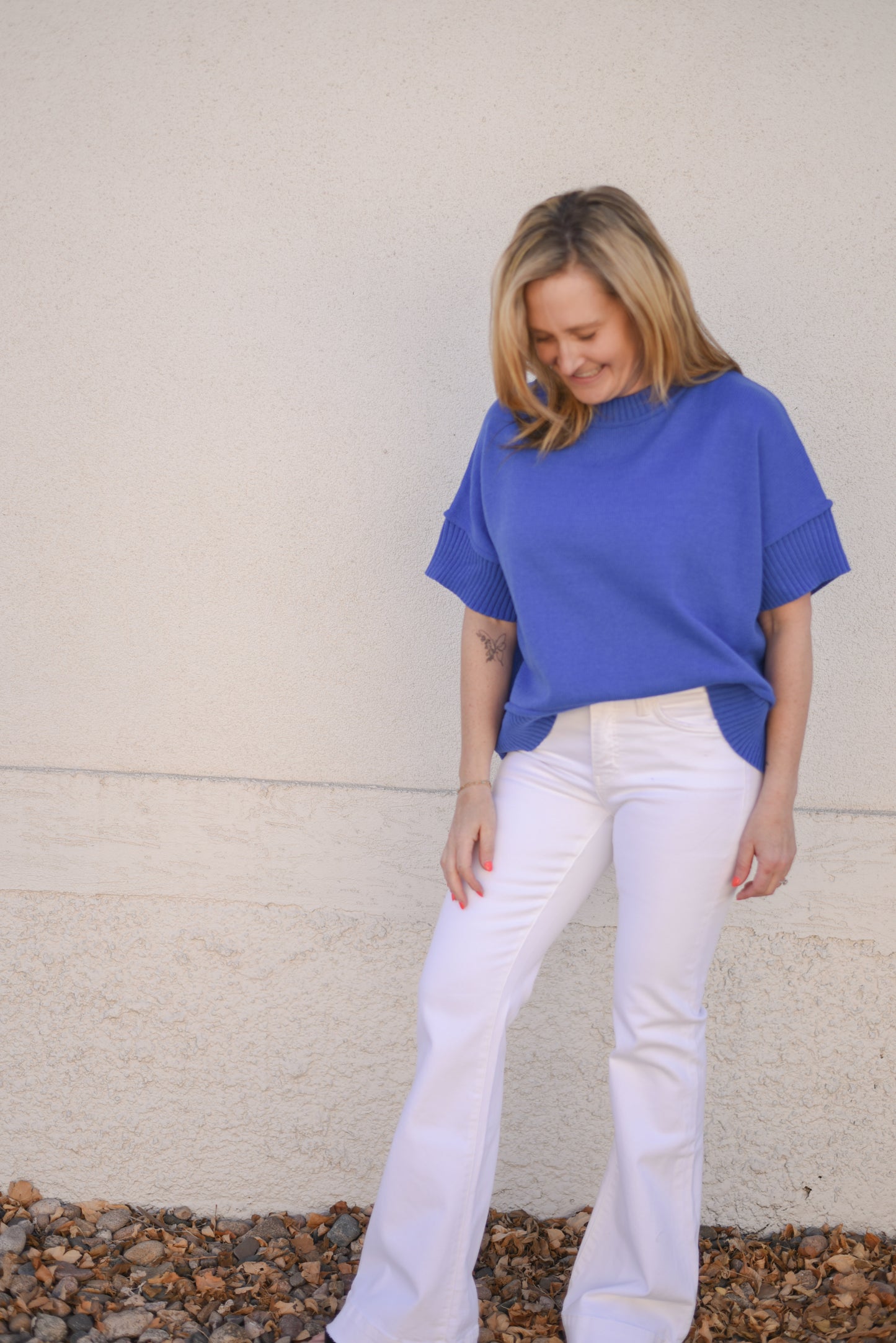 Drop Sleeve Sweater - Cobalt