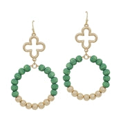 Wood Beaded Hoop with Clover - Four Colors