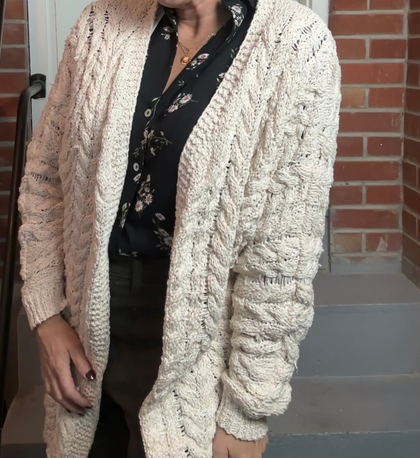 Natural Cable Sweater Cardigan
