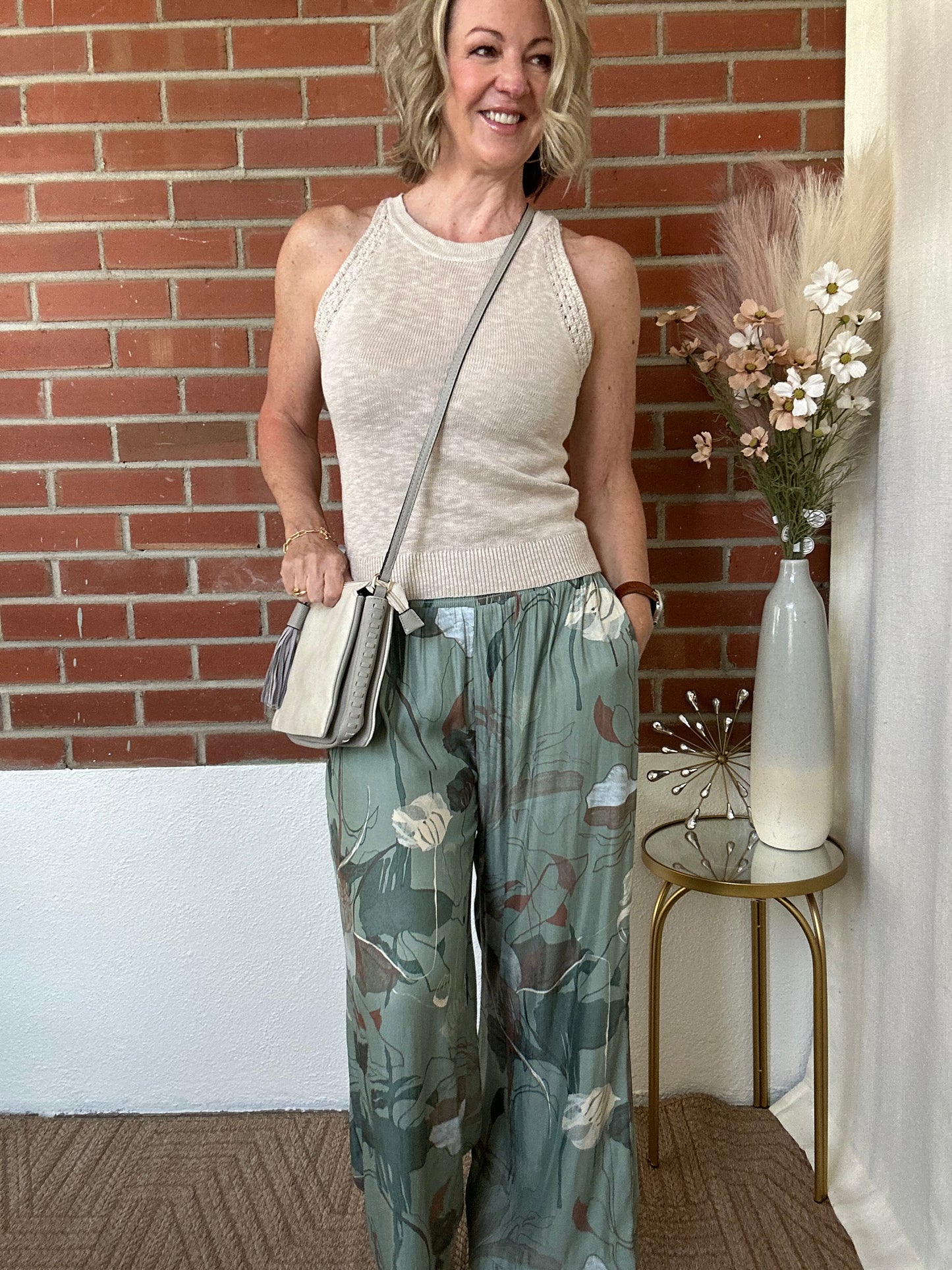 Sage Wide Printed Pants