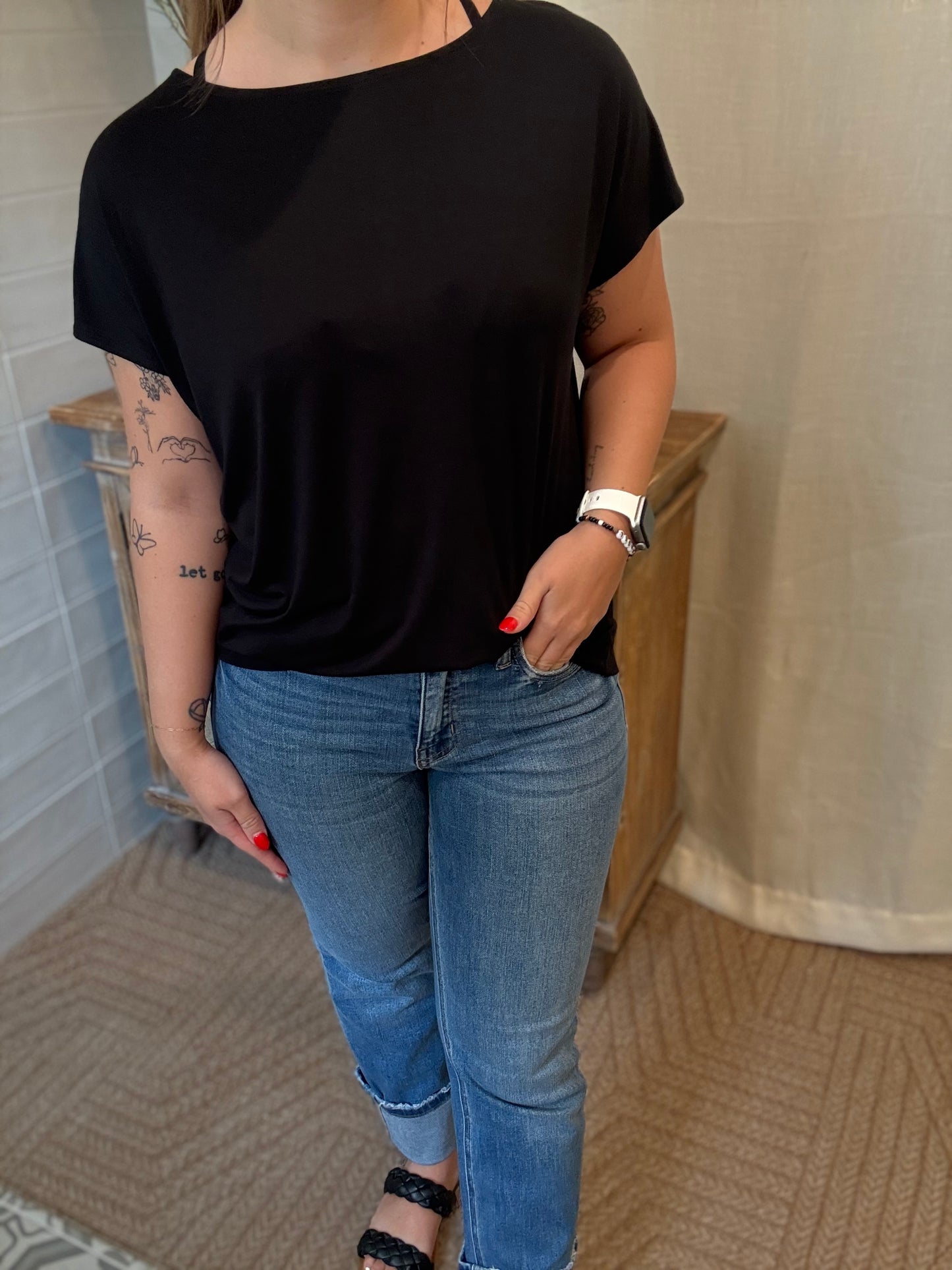 Viscose Modal Basic Top - Black