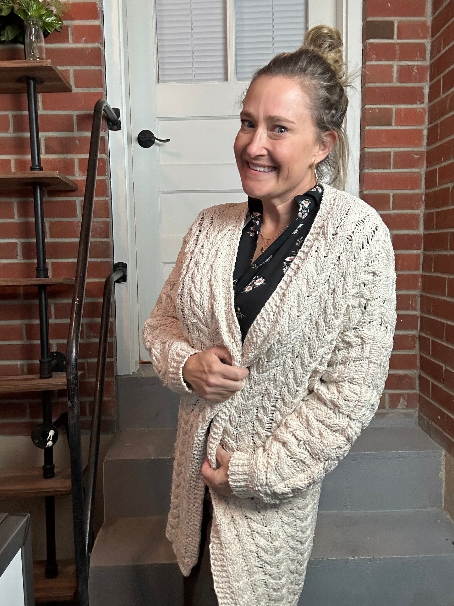 Natural Cable Sweater Cardigan