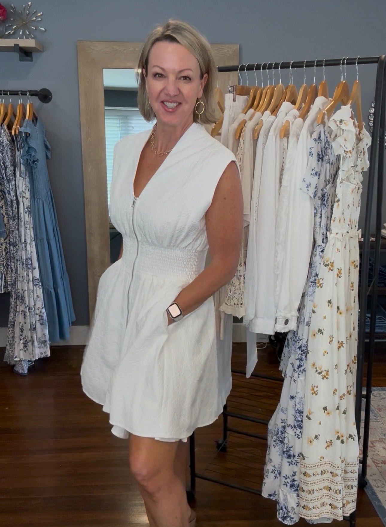 White Diamond Pattern Dress