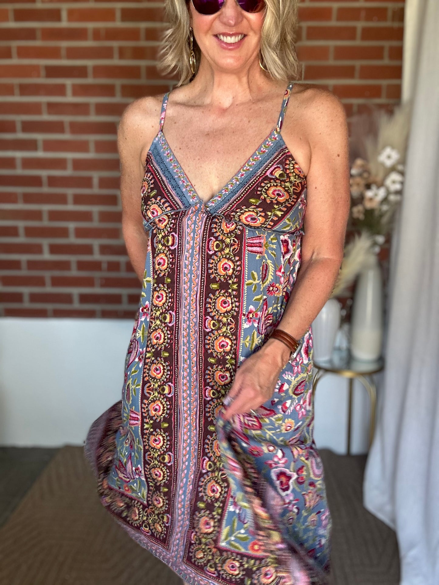 Multi Jagged Midi Dress - Large