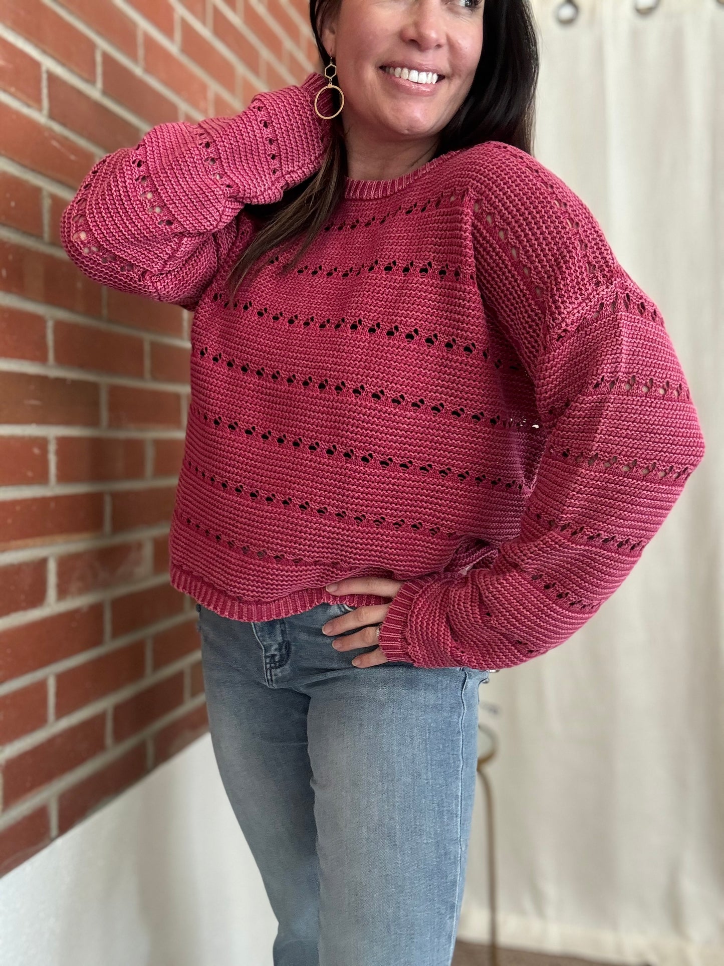 Raspberry Knit Sweater