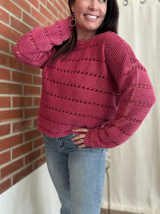 Raspberry Knit Sweater