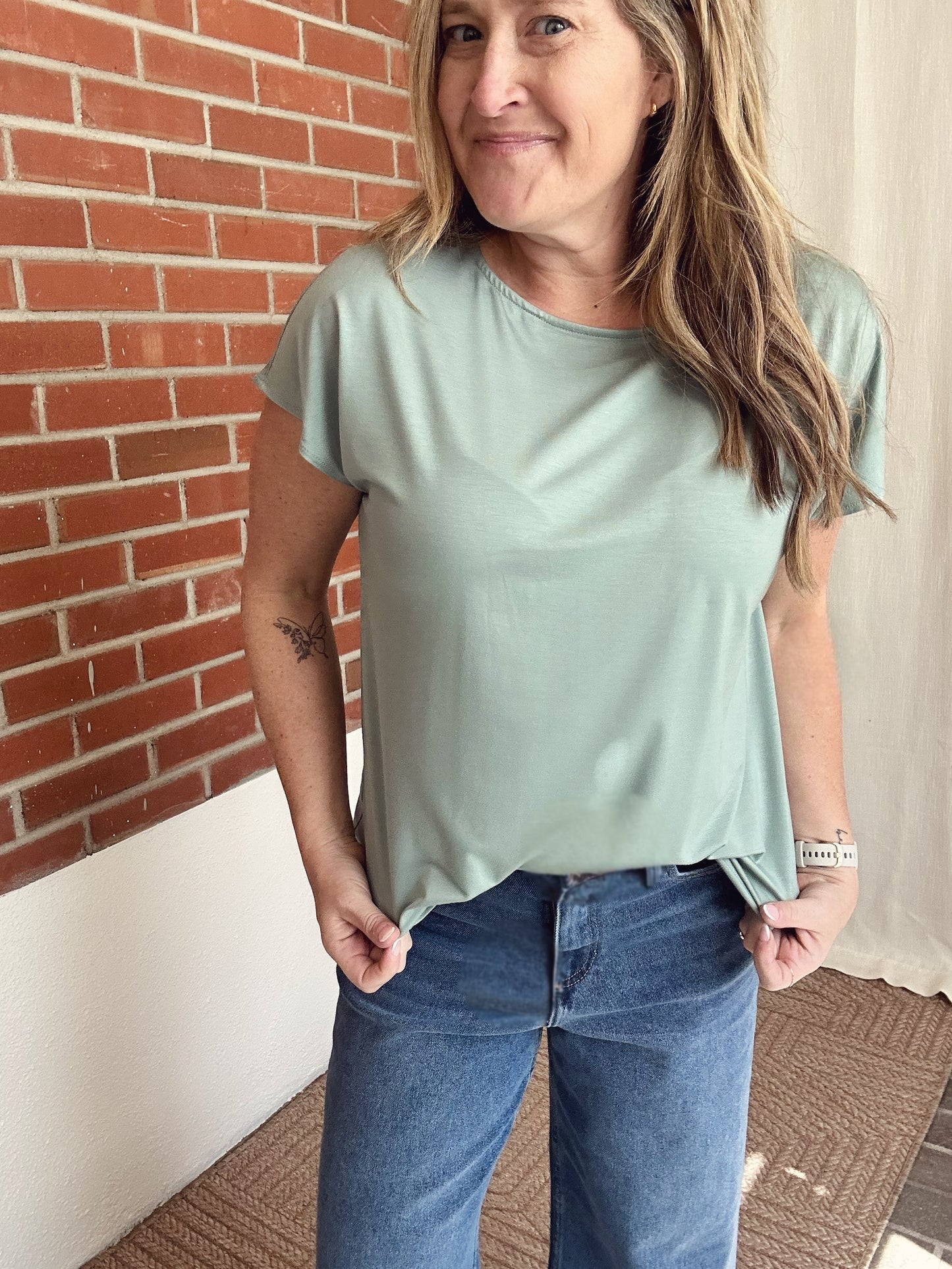 Viscose Modal Basic Top - Moss Green