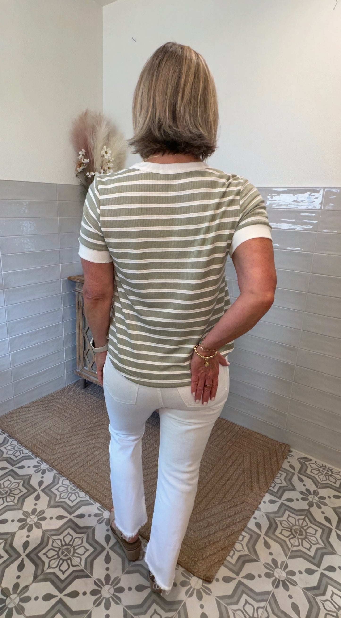 Striped Sage Top