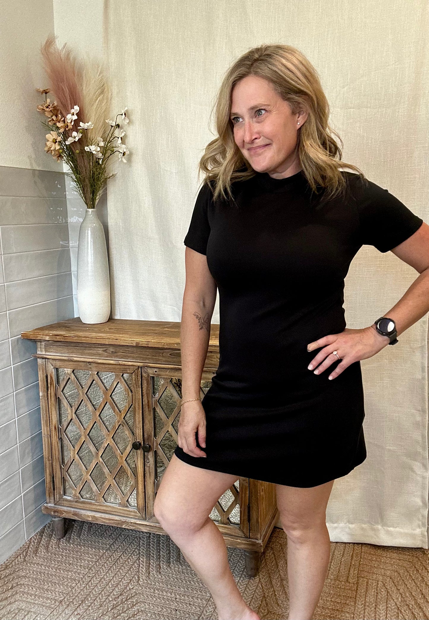 Black Mock Neck Dress