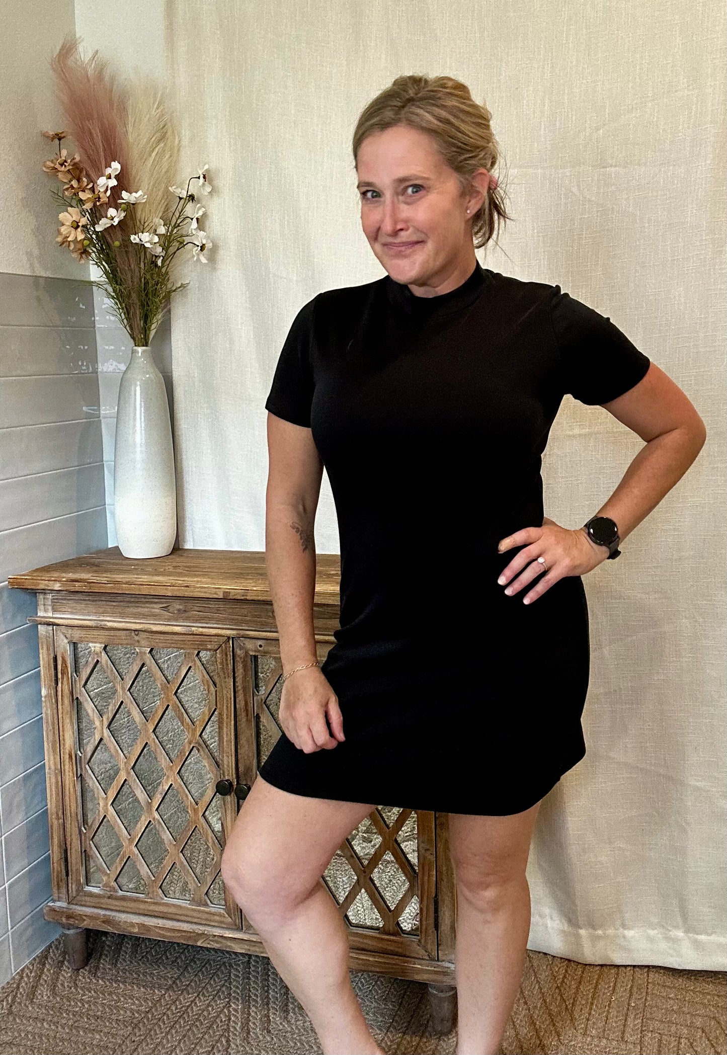 Black Mock Neck Dress