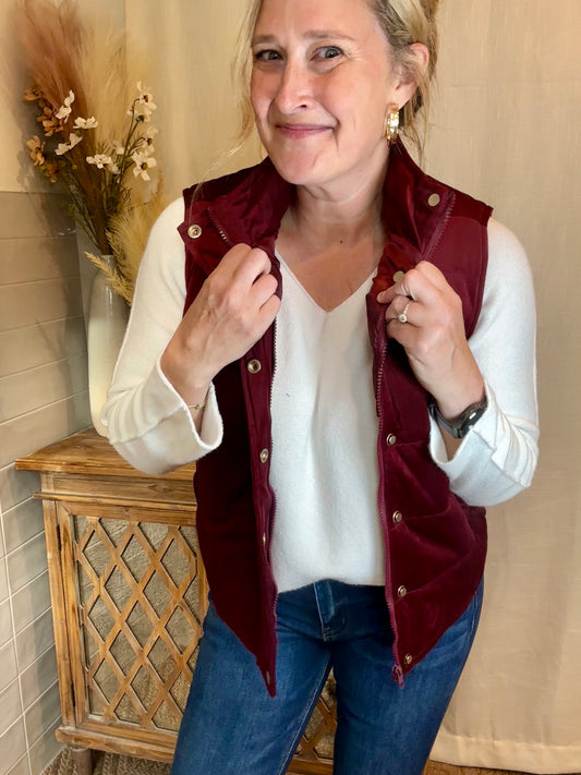 Wine Corduroy Vest