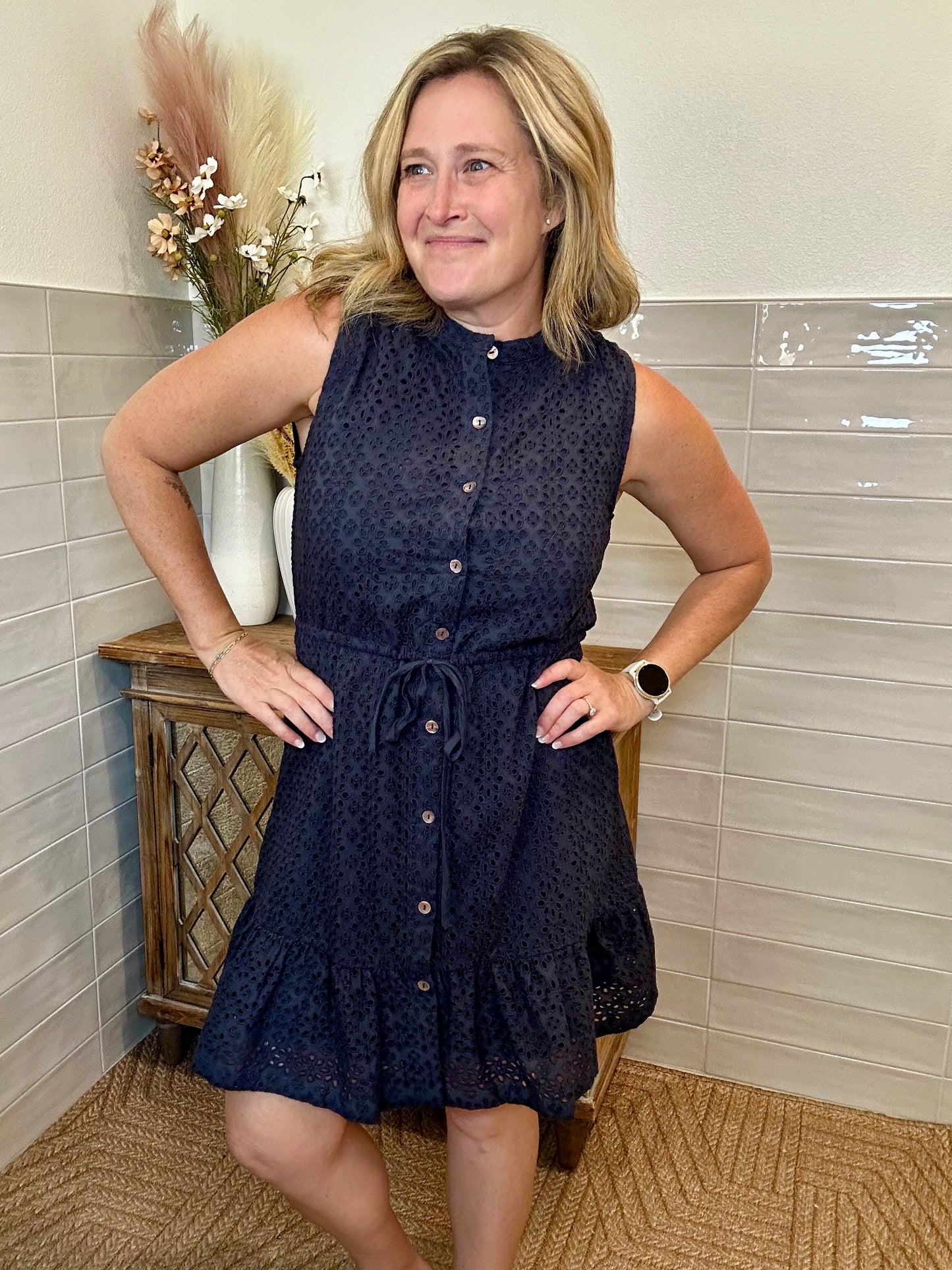 Floral Eyelet Tank Dress