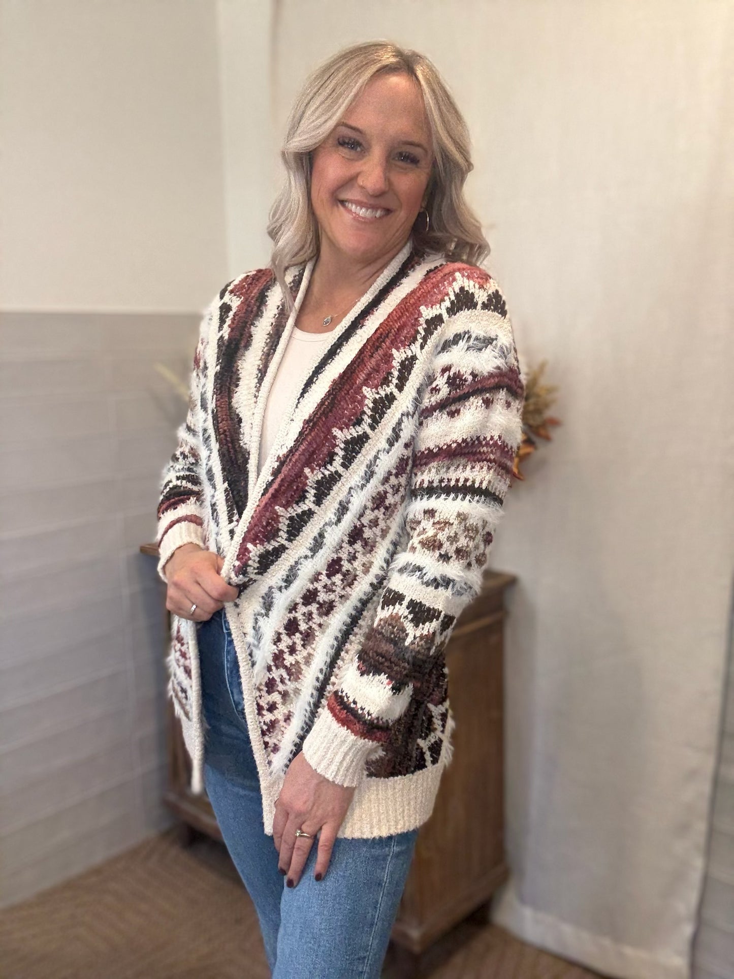 Colorful Fuzzy Cardigan