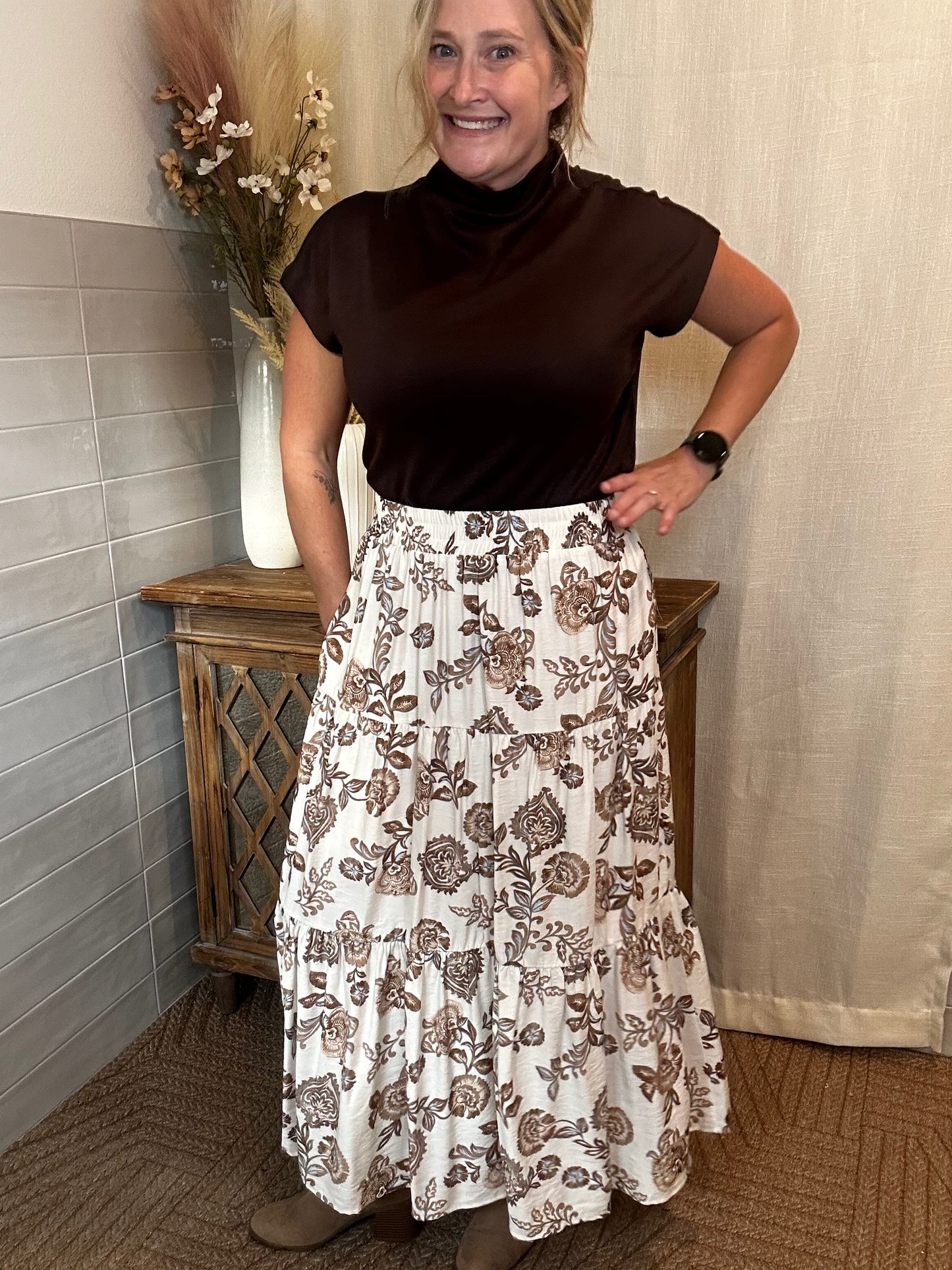 Chocolate Floral Skirt