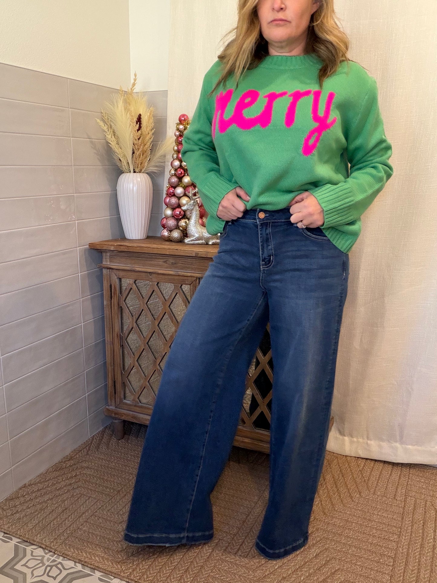 Mid Rise Palazzo Jeans