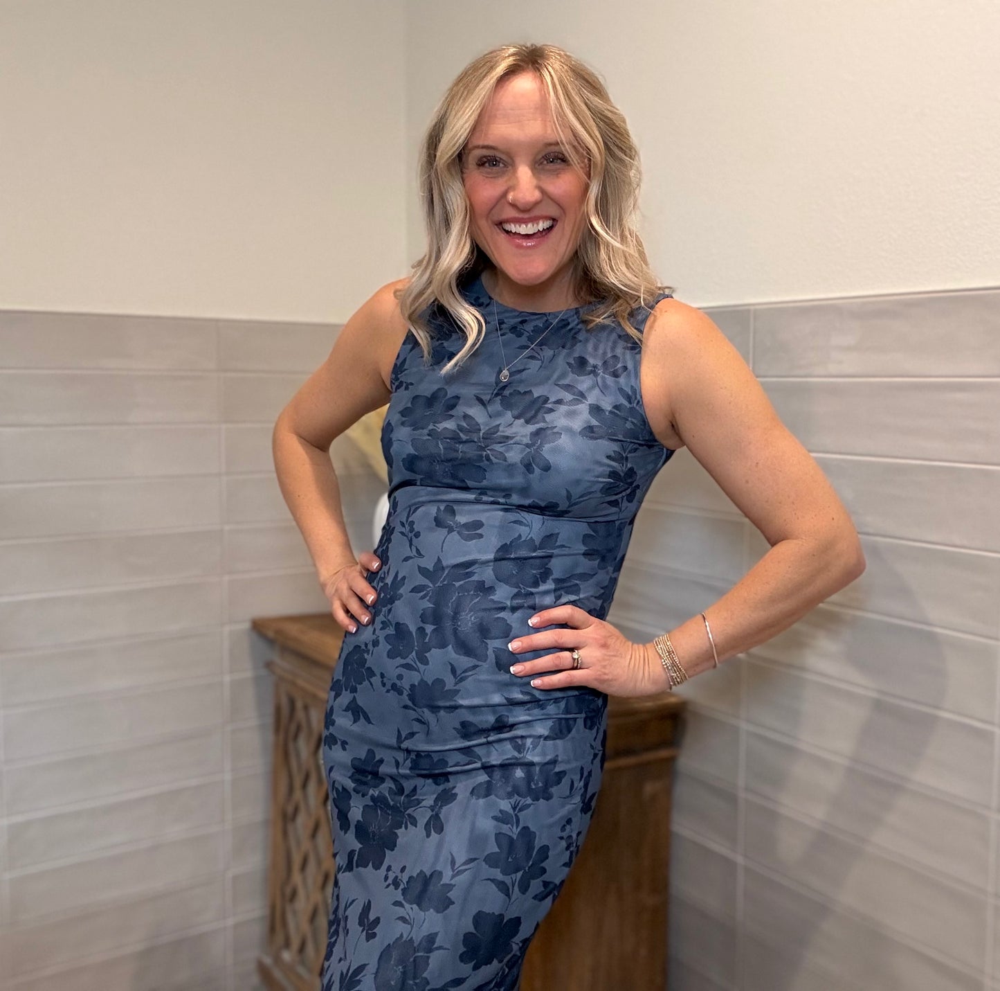 Midnight Bloom Mesh Dress - Small